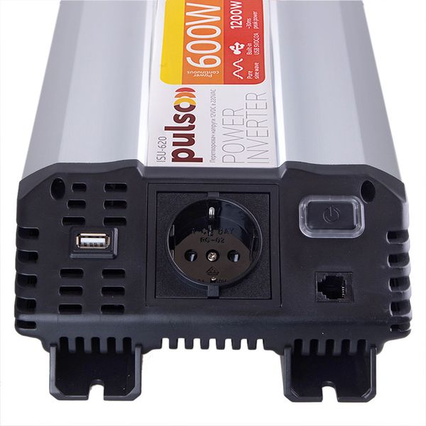 Перетворювач напруги PULSO/ISU-620/12V-220V/600W/USB-5VDC2.0/син.хвиля/клеми НФ-00011621 фото