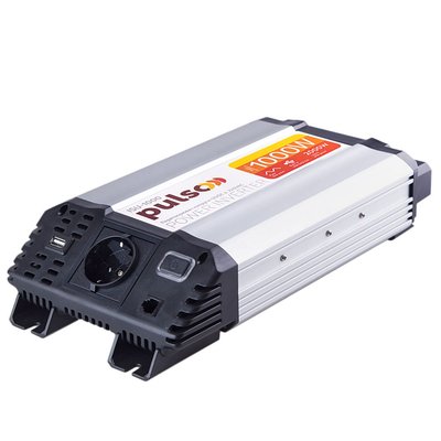 Перетворювач напруги PULSO/ISU-1000/12V-220V/1000W/USB-5VDC2.0/син.хвиля/клеми НФ-00011622 фото